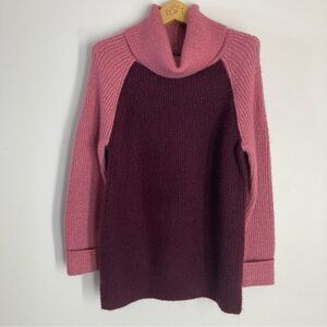 St. John's Bay Women's Pink and Burgundy Turtleneck Sweater